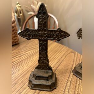 Cast iron cross - religious / goth decor - brown